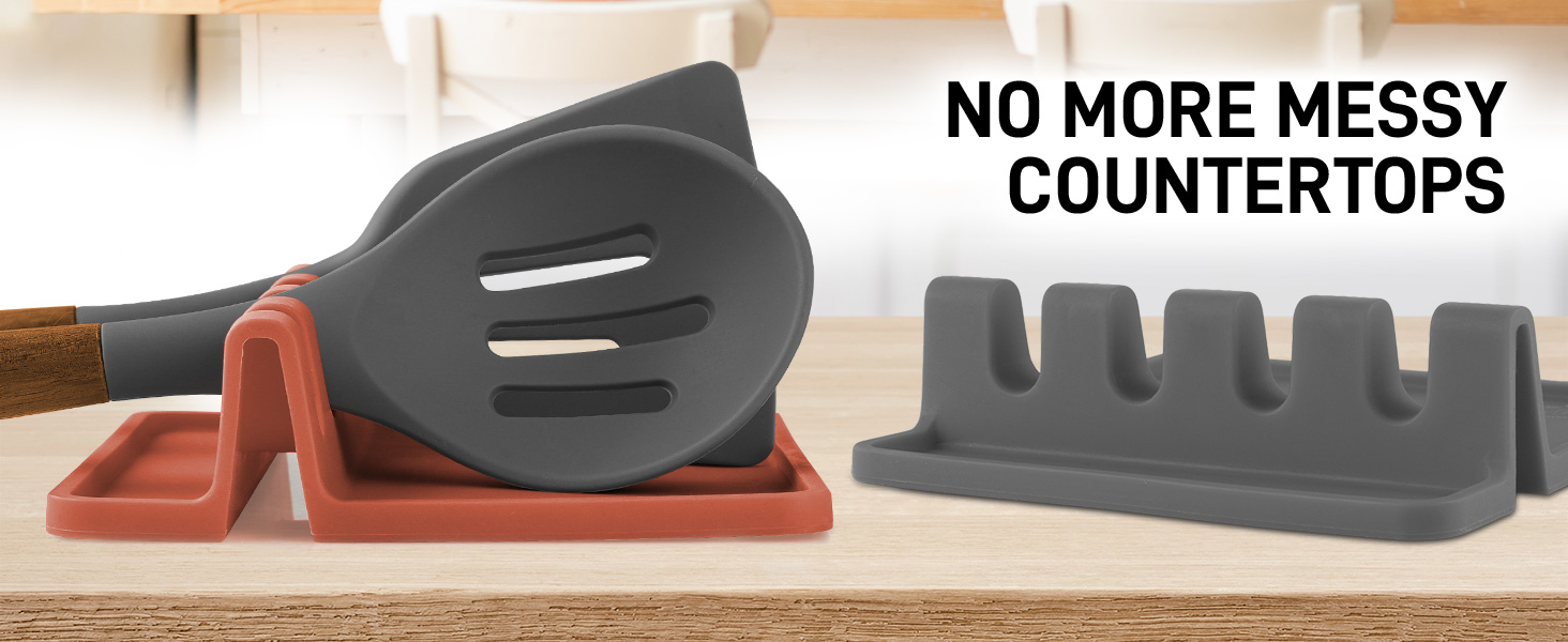 % Zulay Kitchen Silicone Utensil Rest - BPA-Free, Durable Spoon Rest with Drip Pad - Heat-Resistant Spoon Rest for Stove Top - Spoon Rest for Kitchen Counter - Kitchen Gadgets & Kitchen Utensils Holder.